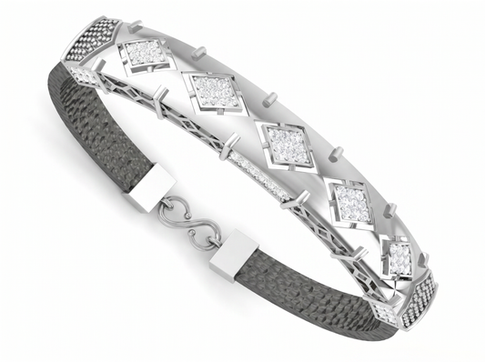 Diamond Accent Strap Bracelet | Sculpted Panel Design