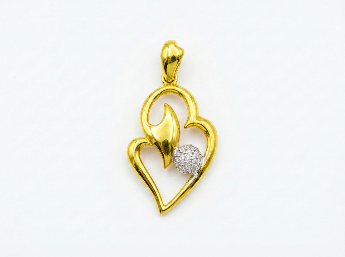 heart motif diamond pendant | elegant 14k gold pendant