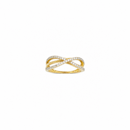 Infinity Criss-Cross Diamond Ring | Elegant 18K Gold Ring