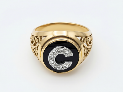 Round Diamond Filigree Statement Ring | 14K Gold Ring