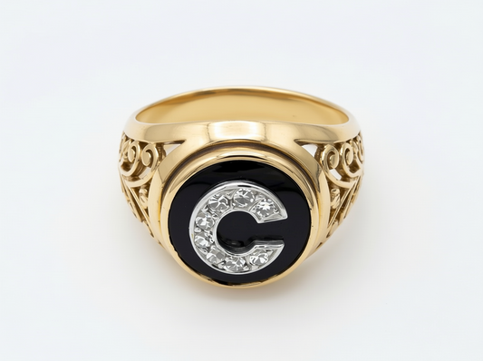 Round Diamond Filigree Statement Ring | 14K Gold Ring