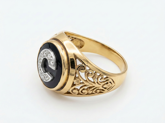 Round Diamond Filigree Statement Ring | 14K Gold Ring
