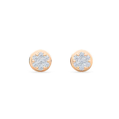 Round Brilliant Diamond Stud Earrings | Sparkling Floating Diamond Design