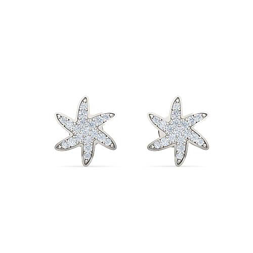 flower brilliant diamond stud earrings | pavé round brilliant diamond floating design