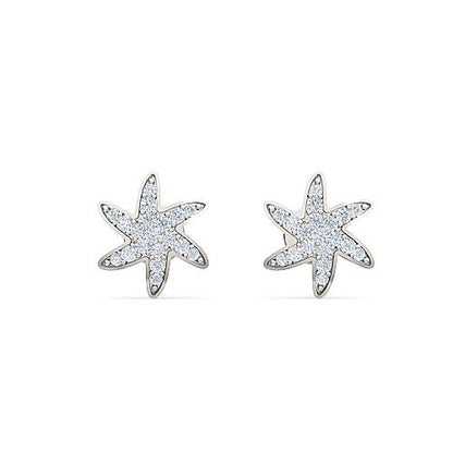 Flower Brilliant Diamond Stud Earrings | Pavé Round Brilliant Diamond Floating Design