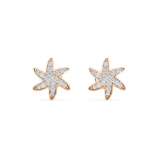 flower brilliant diamond stud earrings | pavé round brilliant diamond floating design