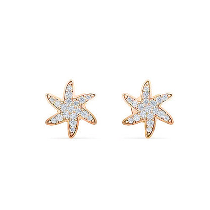 Flower Brilliant Diamond Stud Earrings | Pavé Round Brilliant Diamond Floating Design