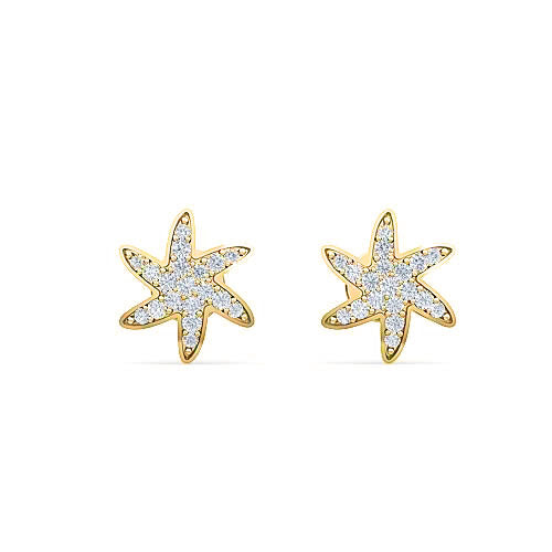 flower brilliant diamond stud earrings | pavé round brilliant diamond floating design