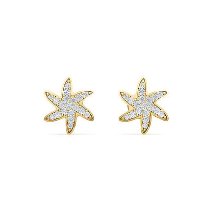 Flower Brilliant Diamond Stud Earrings | Pavé Round Brilliant Diamond Floating Design