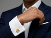 Geometric Round Brilliant Diamond Cufflinks | Modern Architectural Statement