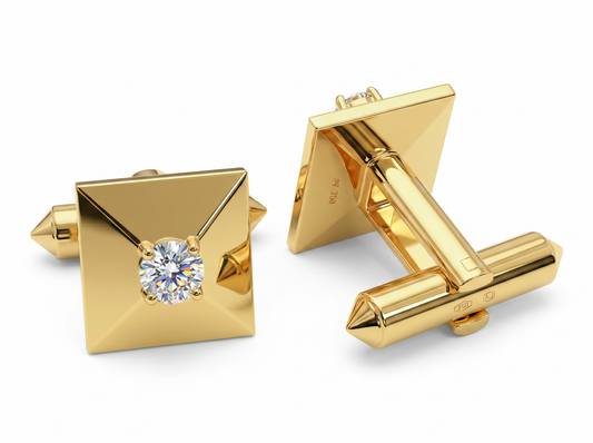 Pyramid Round Brilliant Diamond Cufflinks | Minimalist Power Statement