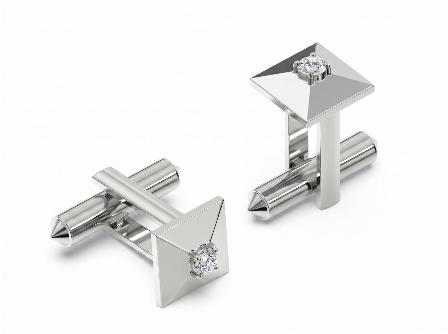 pyramid round brilliant diamond cufflinks | minimalist power statement