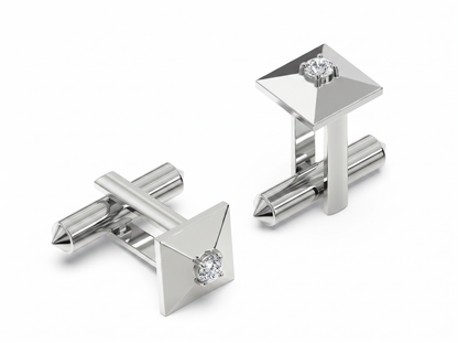 Pyramid Round Brilliant Diamond Cufflinks | Minimalist Power Statement