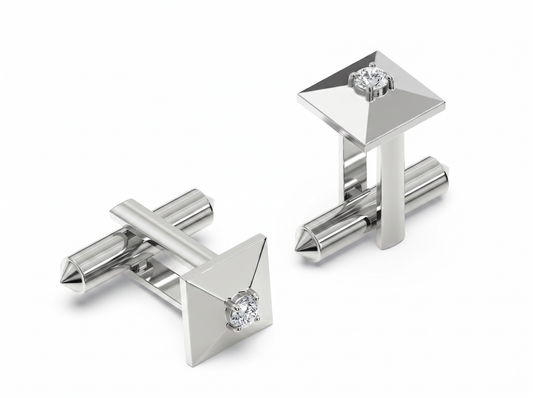 Pyramid Round Brilliant Diamond Cufflinks | Minimalist Power Statement