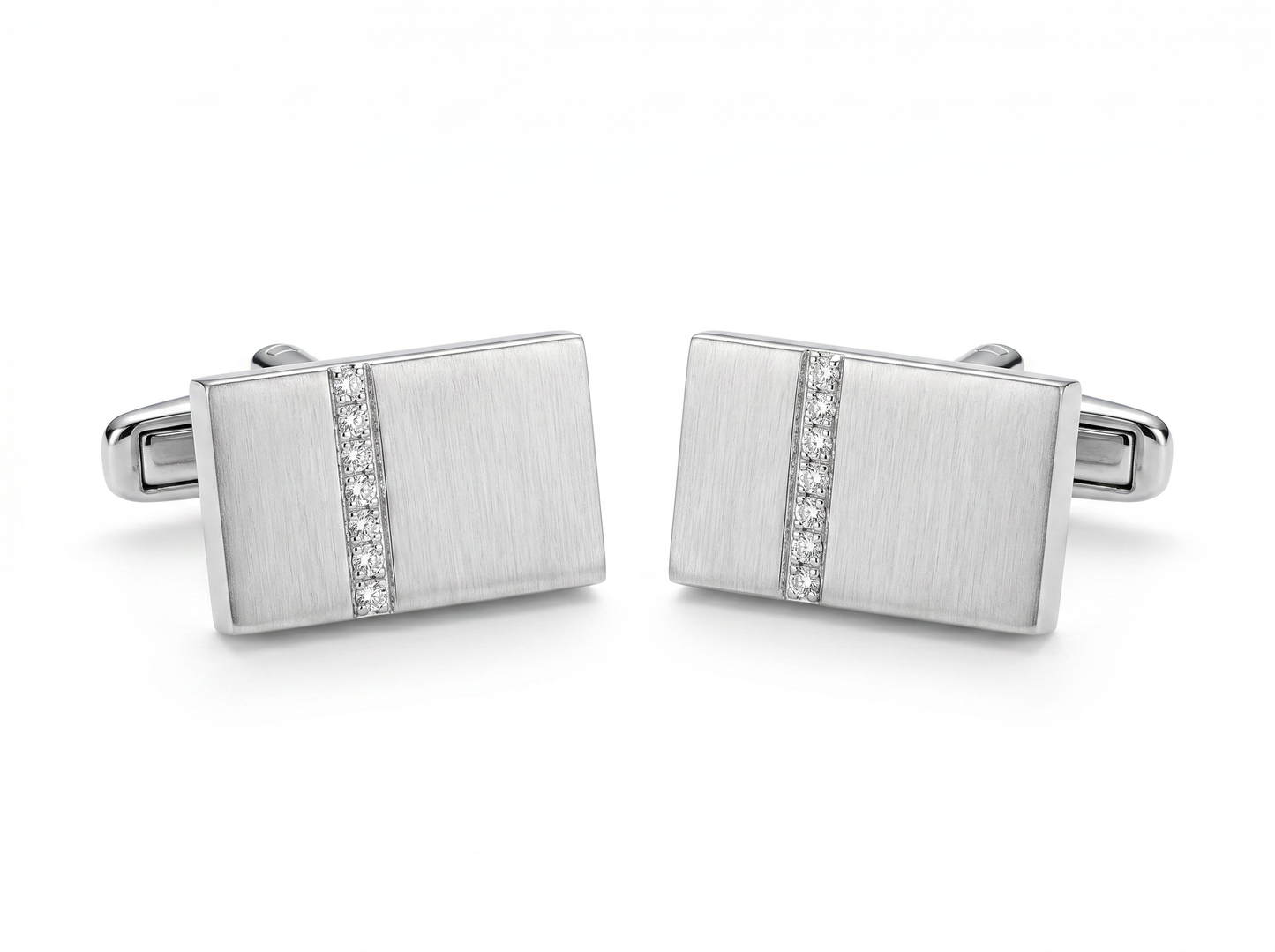 rectangular round brilliant diamond men's cufflinks | classic minimalist elegance