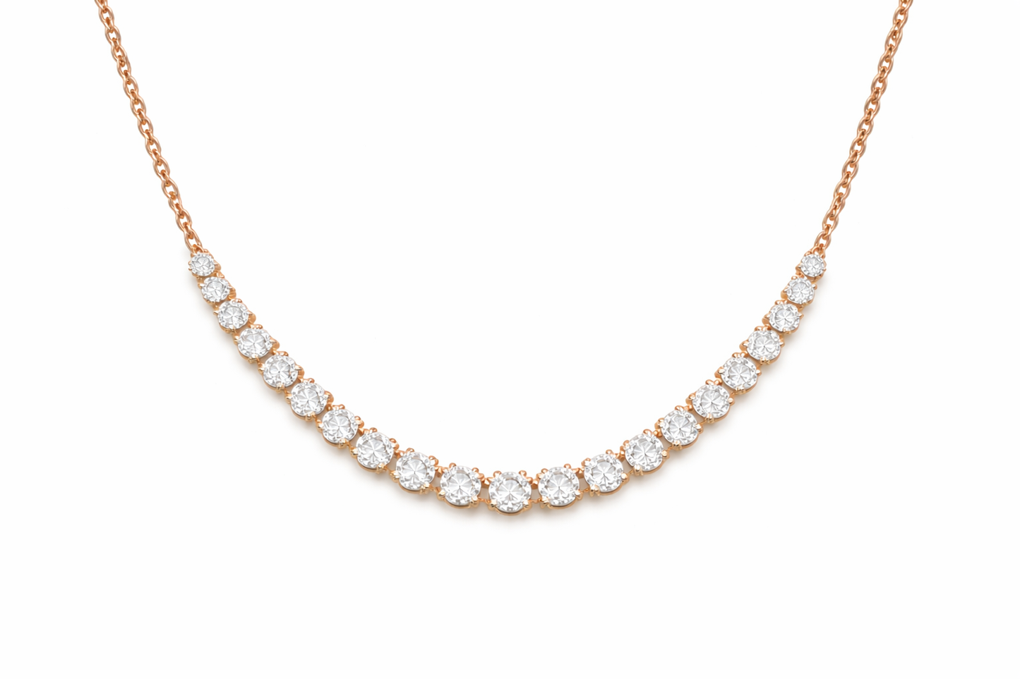 diamond tennis necklace | prong-set curved line design