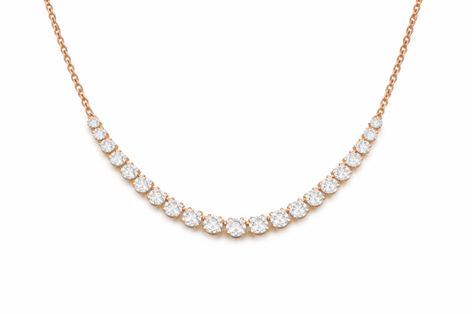 Diamond Tennis Necklace | Prong-Set Curved Line Design