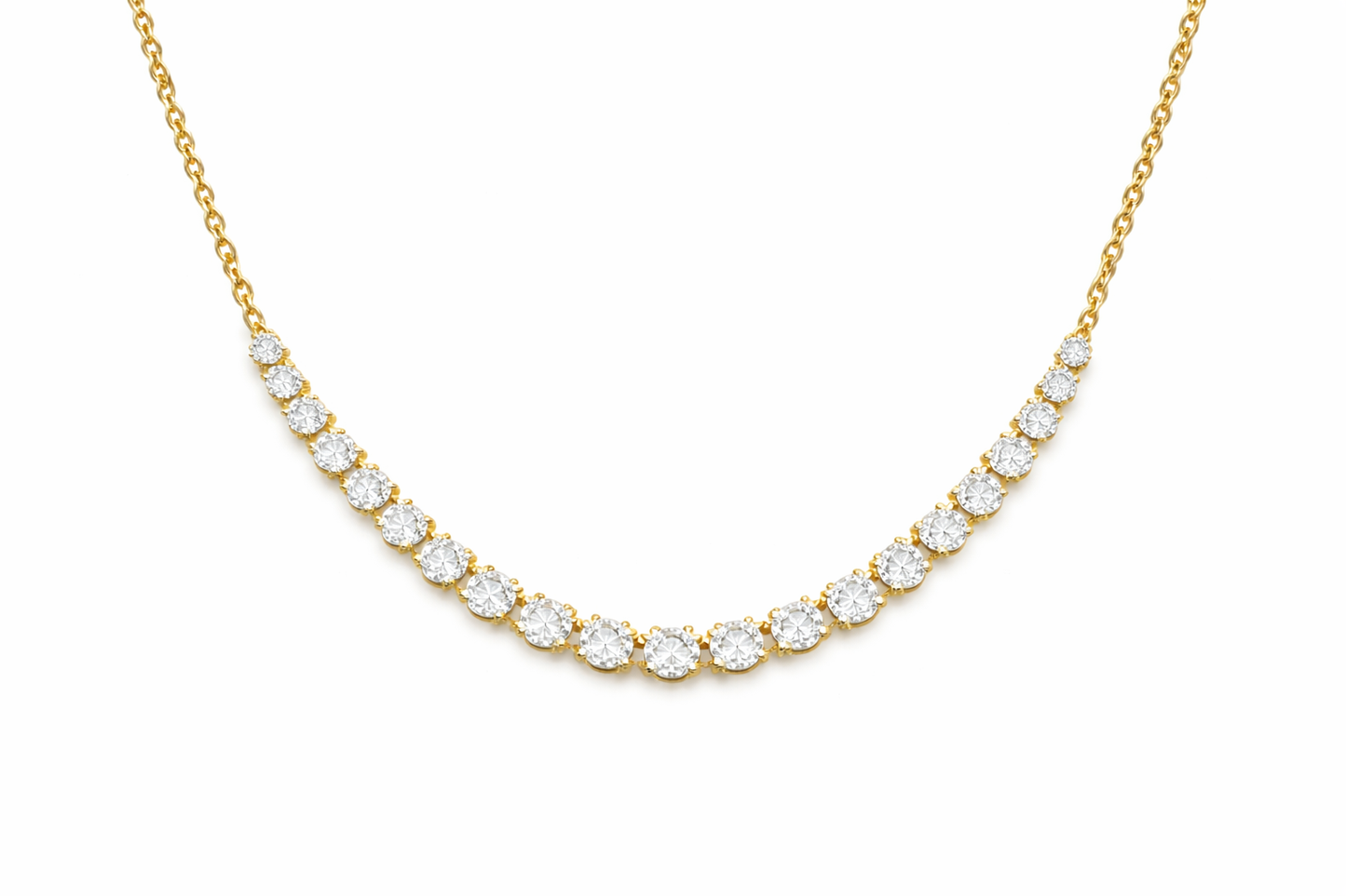 diamond tennis necklace | prong-set curved line design