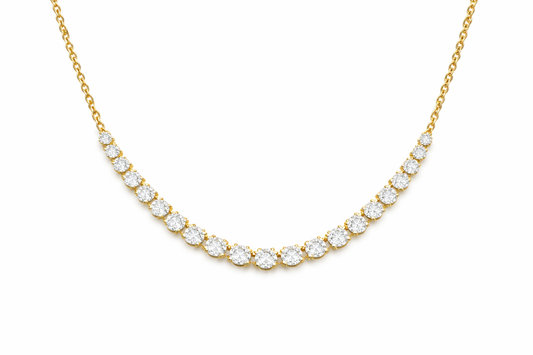 Diamond Tennis Necklace | Prong-Set Curved Line Design
