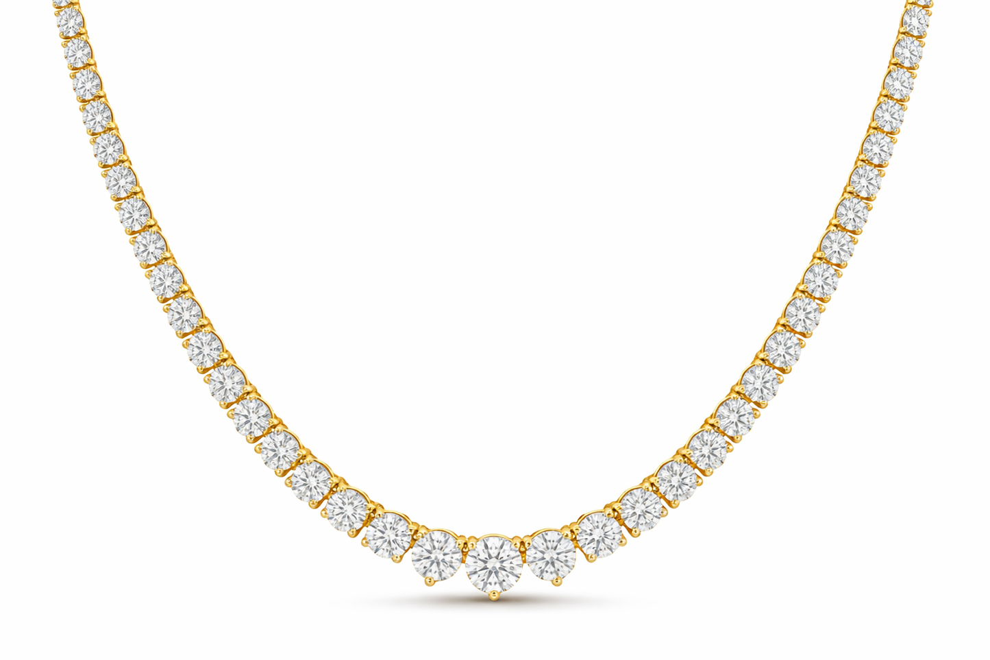 round diamond tennis necklace | graduated prong-set line design