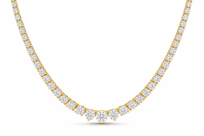 Round Diamond Tennis Necklace | Graduated Prong-Set Line Design