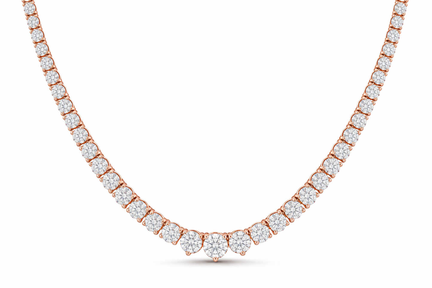 round diamond tennis necklace | graduated prong-set line design