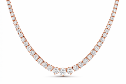 Round Diamond Tennis Necklace | Graduated Prong-Set Line Design