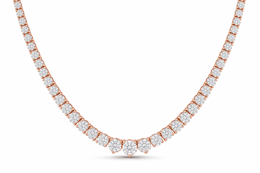 Round Diamond Tennis Necklace | Graduated Prong-Set Line Design
