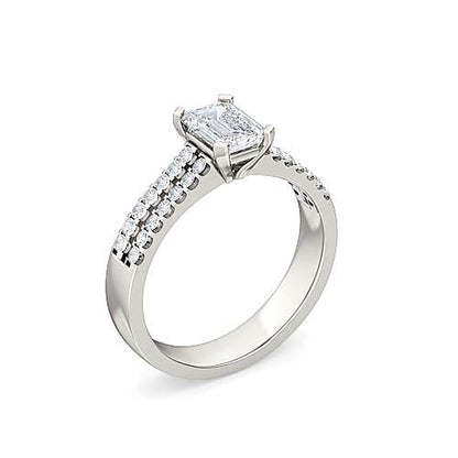 Emerald Cut Diamond Halo Engagement Ring | Elegant Pavé Halo Setting