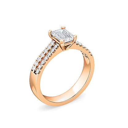 Emerald Cut Diamond Halo Engagement Ring | Elegant Pavé Halo Setting