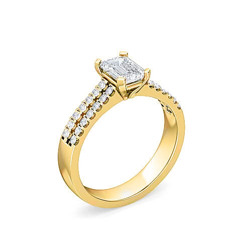 emerald cut diamond halo engagement ring | elegant pavé halo setting