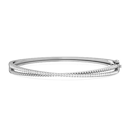 twist diamond bangle bracelet | round cut prong set diamond bracelet
