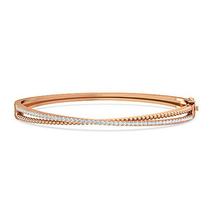 Twist Diamond Bangle Bracelet | Round Cut Prong Set Diamond Bracelet