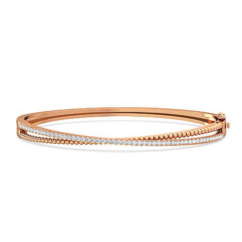 Twist Diamond Bangle Bracelet | Round Cut Prong Set Diamond Bracelet