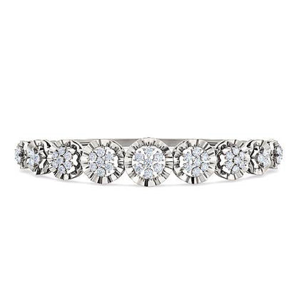Flower Shape Diamond Bangle Bracelet | Round Cut Prong Set Floral Design