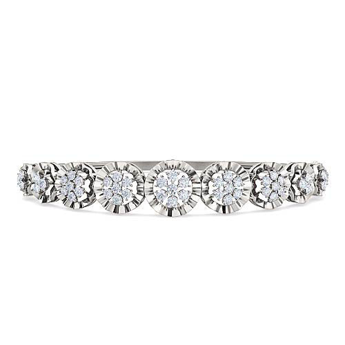 Flower Shape Diamond Bangle Bracelet | Round Cut Prong Set Floral Design