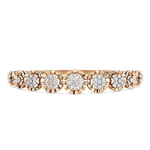 Flower Shape Diamond Bangle Bracelet | Round Cut Prong Set Floral Design