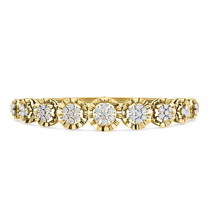 Flower Shape Diamond Bangle Bracelet | Round Cut Prong Set Floral Design