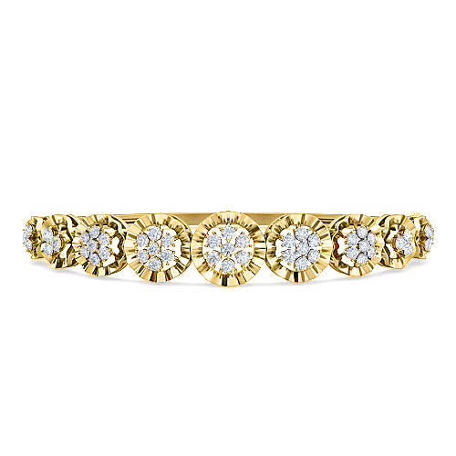 Flower Shape Diamond Bangle Bracelet | Round Cut Prong Set Floral Design
