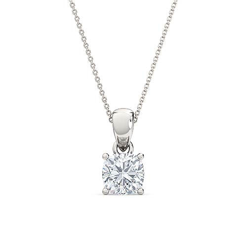 round brilliant solitaire diamond pendant | four prong cable chain setting