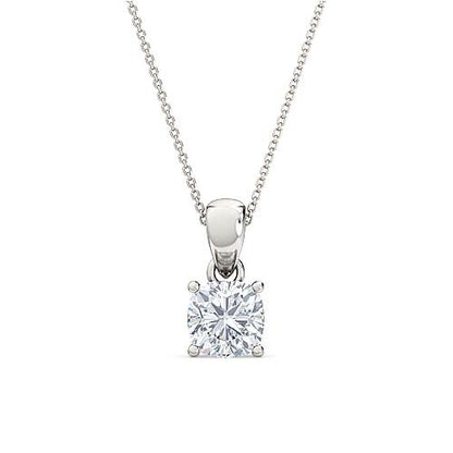 Round Brilliant Solitaire Diamond Pendant | Four Prong Cable Chain Setting