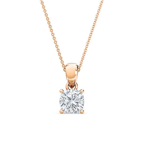 Round Brilliant Solitaire Diamond Pendant | Four Prong Cable Chain Setting
