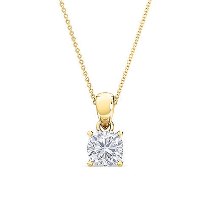 Round Brilliant Solitaire Diamond Pendant | Four Prong Cable Chain Setting