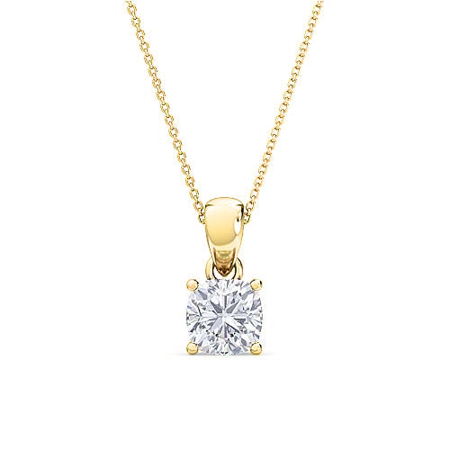 Round Brilliant Solitaire Diamond Pendant | Four Prong Cable Chain Setting