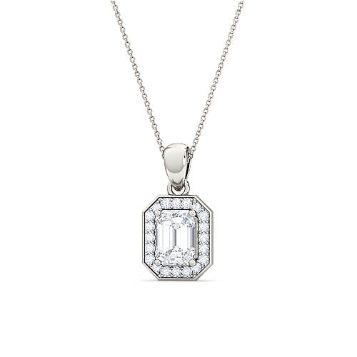 emerald cut diamond solitaire pendant | elegant classic pavé setting