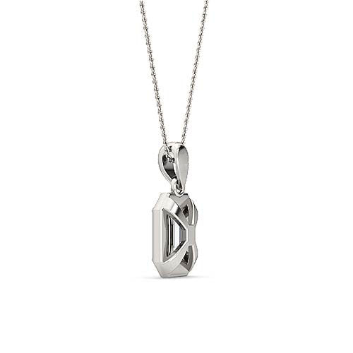 emerald cut diamond solitaire pendant | elegant classic pavé setting