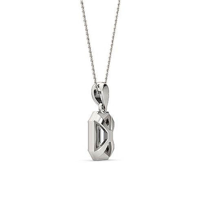 Emerald Cut Diamond Solitaire Pendant | Elegant Classic Pavé Setting