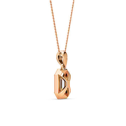 Emerald Cut Diamond Solitaire Pendant | Elegant Classic Pavé Setting