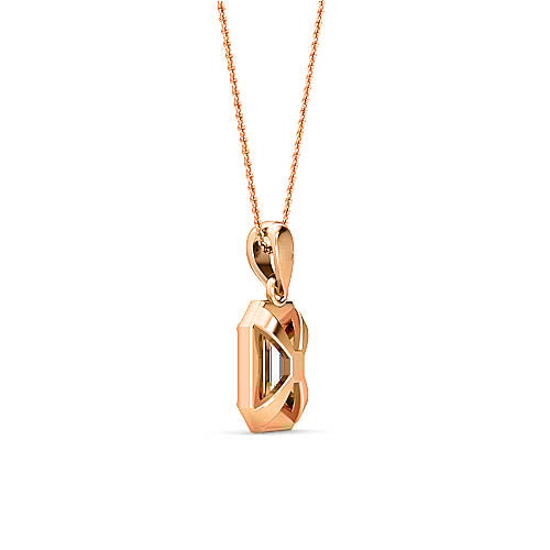 Emerald Cut Diamond Solitaire Pendant | Elegant Classic Pavé Setting
