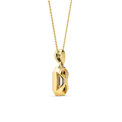 Emerald Cut Diamond Solitaire Pendant | Elegant Classic Pavé Setting